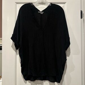 Vince Black V-Neck Silk Women's Top